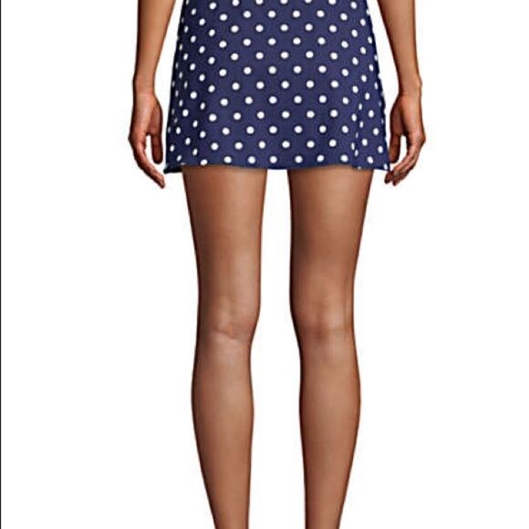 Land’s End Polka Dot High Waist Tummy Control swimsuit skirt panty blue 10 - Picture 3 of 8